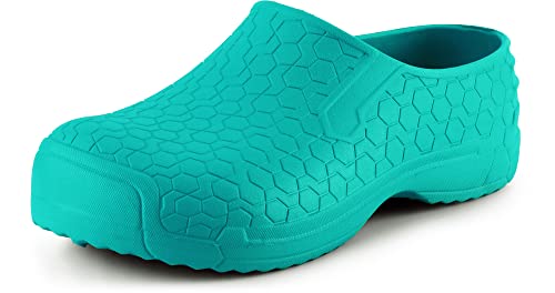 Ladeheid Damen und Herren leichte Eva Clogs Gartenclogs Gartenschuhe LADW009 (Türkis9910, 40 EU)