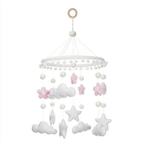 Image of DIYETYI Baby Mobile for Crib Girl - Clouds, Stars and Flowers for Nursery Decor Custom Made Baby Shower for Kids Gift
