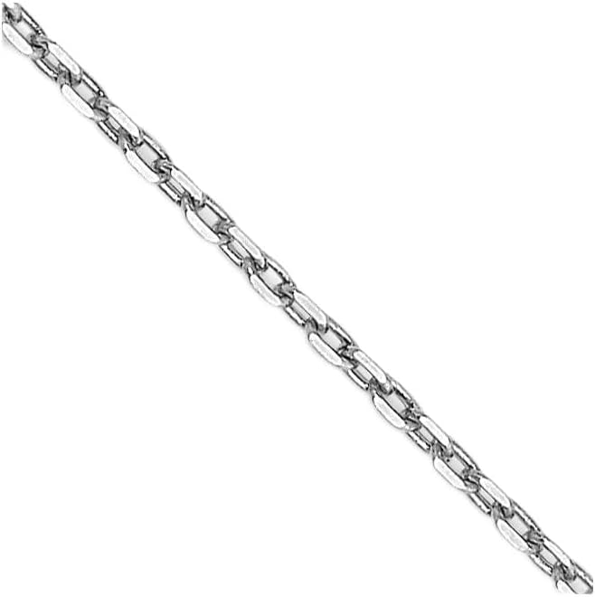 10K White Gold .8 mm Diamond-cut Cable with Lobster Clasp Chain Necklace 16" to 24"