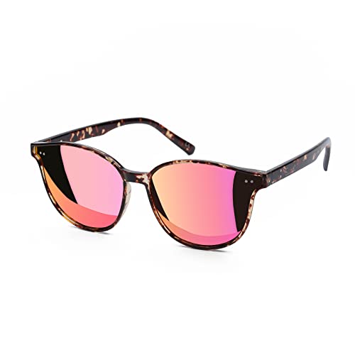 Sumato Round Cat Eye Sunglasses for Women Trendy Sunglasses Classic Vintage Designer Style UV400 Protection Mirrored Lens Tortoise