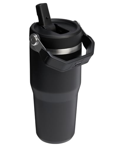 Image of STANLEY IceFlow 2.0 Flip Straw Tumbler with Handle 14 oz | Twist On Lid and Flip Up Straw | Leakproof Water Bottle | Insulated Stainless Steel | BPA-Free | Black 2.0
