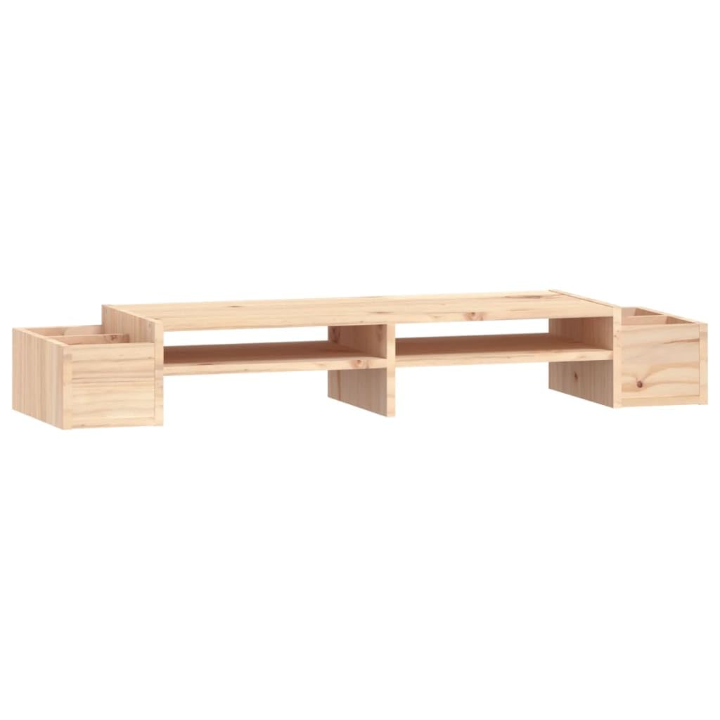 vidaXL Solid Wood Pine Monitor Stand Wooden Screen Riser Desktop Laptop Stand Monitor Desk Mount Display Riser Desktop Organiser 100x27.5x15 cm