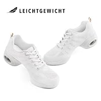 Asyusyu Tanzsneaker Damen Tanzschuhe Schnüren Jazz Tanzschuhe mit Luftkissen for Damen Herren Cheerleader Zumba-Weiss, 36EU – Ansicht 2