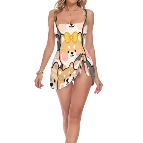 Maillot de bain à bretelles motif chien Shiba Inu femme