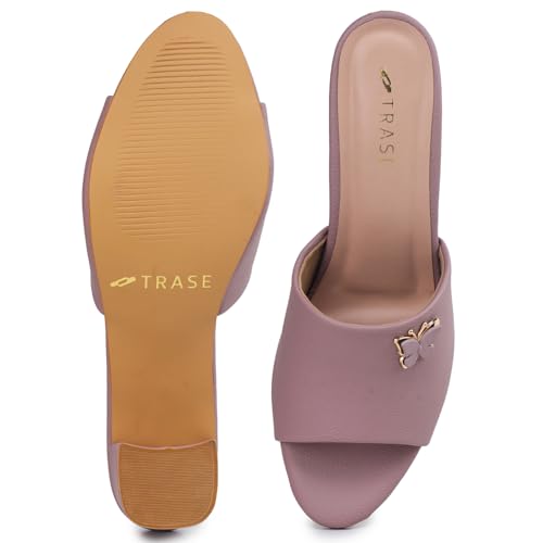 Image of TRASE Women's Slip-On Block Heels Sandals| Fashionable Sandals for Women & Girls | Light weight, Soft Footbed, Comfortable & Stylish - (47068)