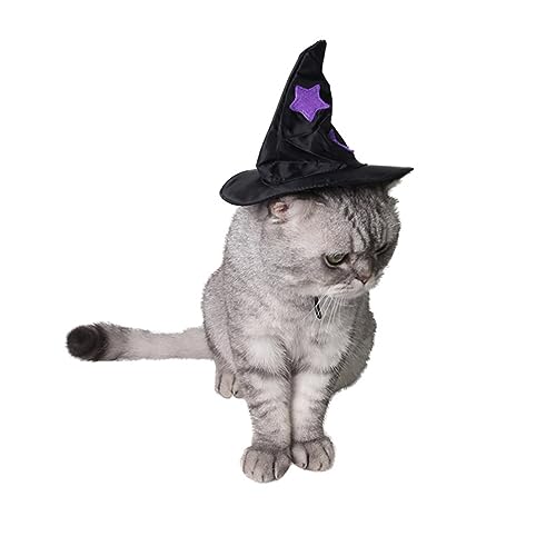 Mipcase 3 Peças Roupas De Bruxa Chapéu De Gato De Halloween De Bruxa De Cachorro Roupas Pretas Chapé