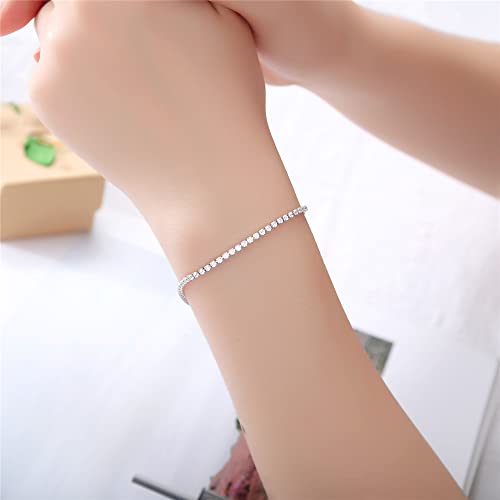 Kelistom 14K White Gold Plated Tennis Anklet For Women, 3Mm Cubic Zirconia Classic Tennis Bracelet Anklet Gold Ankle Bracelet For Women (3Mm-White, 10) #TOP2