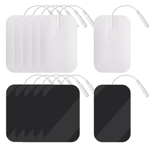 10 elettrodi TENS 6 x 9 cm, elettrodi adesivi riutilizzabili per alleviare la muscolatura, connettore da 2 mm