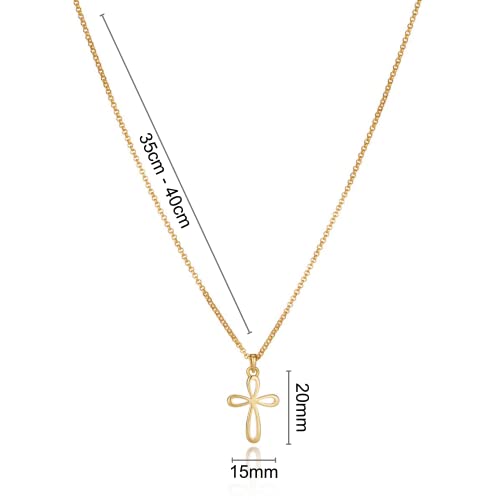 18ct Gold Plated Sterling Silver Rounded Cherish Cross Necklace For Girls. Dainty Teen Jewelry Birthday Present, Baptism Gifts For Girl, Thanksgiving Gifts, Celebrations, Sweet 164