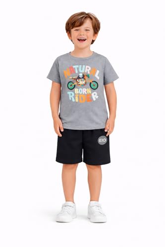 Image of EIO Boys Cotton Printed Dress Clothing Set Combo with Tshirts & Shorts-Pack 3