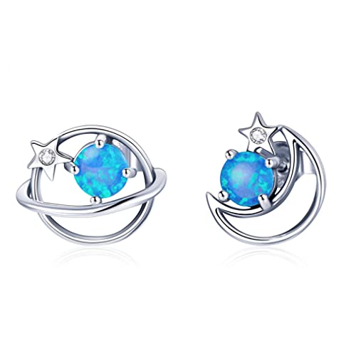 Boucles d'oreilles coeur bleu opale en argent 925, le cadeau idéal pour femme