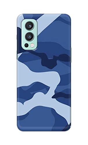 Image of Printed Hard Back Cover Case for OnePlus Nord 2 5G Back Cover (Army Blue Pattern) -702