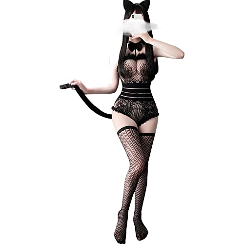 Temptshow Costume Cosplay Chatte Mignonne Anime, Uniforme Sexy Japonais en Sous-Vêtements, Ensemble de Costume de Femme de Ménage, One Size