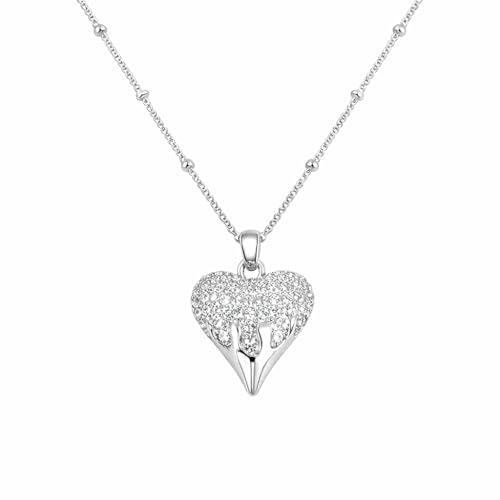 DIAMANTIO 18K�S�[���h���b�L �n�[�g�y���_���g�l�b�N���X �L���[�r�b�N�W���R�j�A�p���F�t�� �X�p�[�N�����O CZ �n�[�g�`���[���l�b�N���X �����p �V���o�[�g�[�� �r�[�Y�`�F�[���l�b�N���X ���}���`�b�N �~�j�}���X�g �W���G���[ ���풅�p