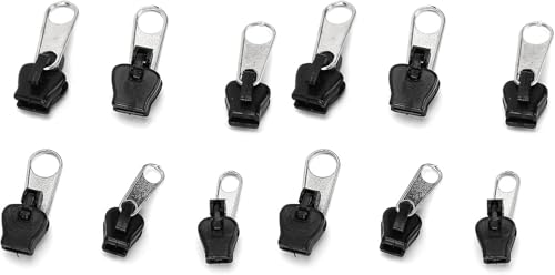 12 Pcs Black Fix Zip Puller,Universal Fix Zipper Repair Kit,Replacement Zip Slider Teeth Zippers Design Arts,Crafts and Sewing,Sewing Notions and Supplies,Zippers Fasteners
