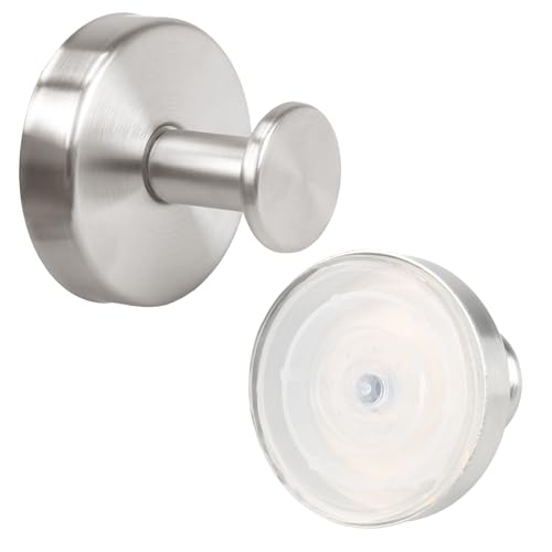 VirtuGro 2 Piezas Gancho Ventosa 5KG Ganchos para Colgar Colgador Toalla Reutilizable Baño Perchas sin Taladro para Baño Cocina Ducha Inoxidable Acabado Cepillado(Plata)