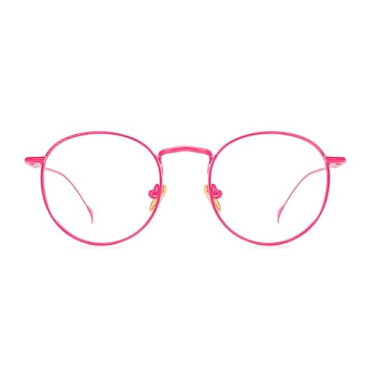 TIJN Henk Blue Light Glasses, Unisex Metal Frame Clear Bluelight Blocking Glasses for Computer Screen (Neon Pink)