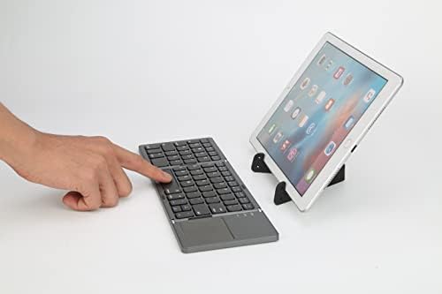 Foldable Bluetooth Wireless Portable Keyboard with Touchpad IKOS Rechargeable Full Size Ultra Slim Mini Folding Keyboard for iPhone iPad/Pro/Air iOS Android Smartphones/Tablets and Windows (Black)