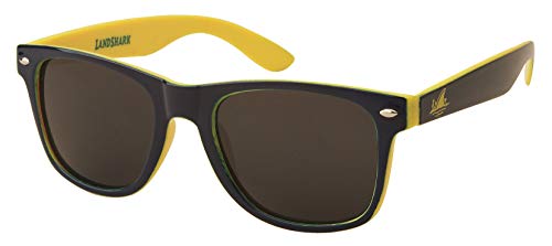 Margaritaville Eyewear Landshark Beach Time Sport Sunglasses Polarized Square, Blue Yellow, 50 mm