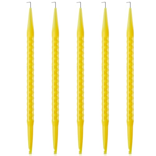 Image of Daifunli 5 Pcs Probe Pick Spudger Tools Bulk Nylon with L-Shaped Wire Hook 7 inch Length for Telecom Data Communication and Alarm Installers (Yellow)