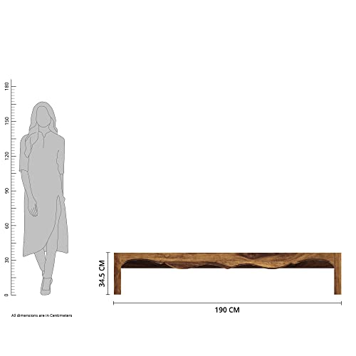 Image of Solid Sheesham Wood Mehraab King Size Bed Without Storage | Palang Cots Wooden Double Beds for Bedroom, Living Room, Hotel and Home (Natural Finish)