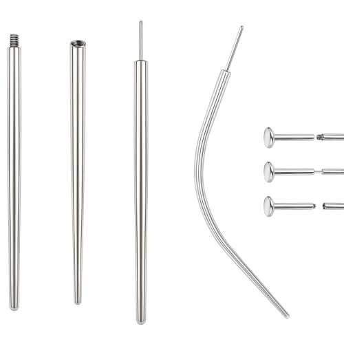 BodyAce 14G 16G 18G 20G Piercing Taper, Stainless Steel Threadless Insertion Pin Screw On Assistant Tool, Curved Body Piercing Stretching Kit for Ear/Nose/Navel/Lip/Eyebrow, 14G (1.6mm), 16G (1.2mm