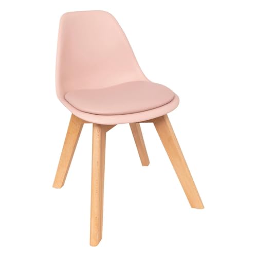 Atmosphera Interior Designer - Silla infantil Baya rosa - Plástico y haya - Comedor, dormitorio, oficina, sala de estar - Cómodo cojín integrado