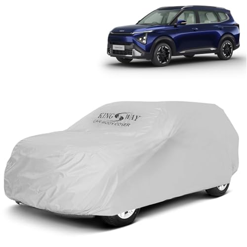 Image of KINGSWAY Carens Clavis Car Body Cover Dustproof for (Year 2025 Onwards), Compatible with Kia Carens Clavis Car Cover, Comes with Bird Droppings, Scratch, UV and Paint Protection, Silver Matty