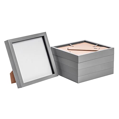 Image of Nicola Spring 3D Shadow Box Photo Frames - 8x8 (20x20cm) - Pack of 5 - Grey 3D Photo Frame Box Picture Frame Box Square Display Case for Crafts, Keepsakes, Wedding, Graduation