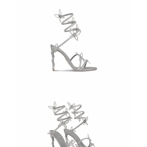 MRKEWUNEY Fashion Women Diamante Heels Butterfly Wrap Around Strap Sandals4