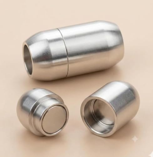 Image of Beadsnfashion 10 Pcs Strong Magnetic Tube Clasps - 17x9mm, 5mm Hole Size, Silver Finish | Premium Magnetic Clasp for Jewellery Making, Bracelets & Necklaces | Essential Jewelry Findings for DIY Crafting