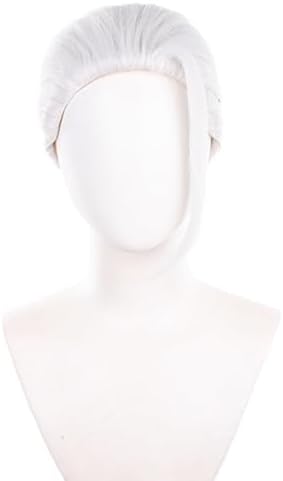 Short Bun Ponytail Cosplay Wigs for Men Women Mullet wig (White)