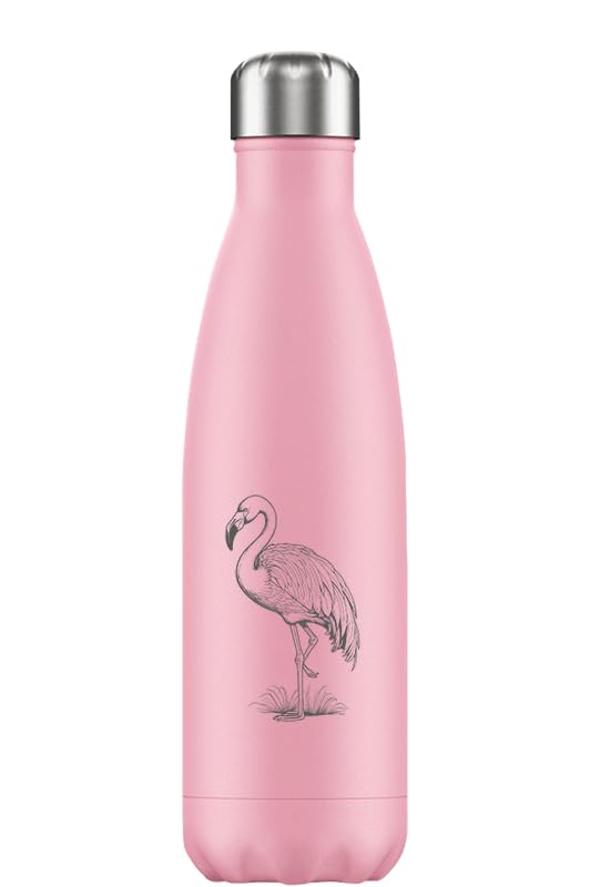 FLASKE Standing Flamingo - Botella de acero inoxidable de 500 ml- Apto para botellas de agua, termo y termo