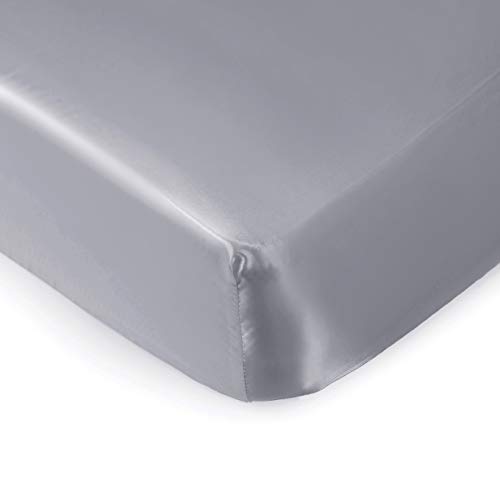 Image of Pro Goleem Satin Soft Crib Sheet Great for Baby with Sensitive Hair Silky Baby Sheet Gray Unisex 52’’x28’’x8’’ Fitted Sheet
