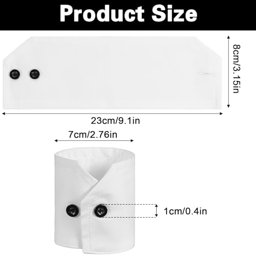 2 PCS Fake Wrist Cuff Sleeves, Detachable Sleeves False Hand Sleeve Garment Decorated Accessories for Women Men Dresses Shirts Suit Blouse Coat (White With Black Buckle)2