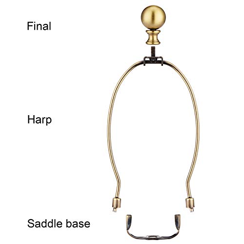 Canomo 1 Set 8 Inch Lamp Harp Lamp Shade Holder With Light Base And 3Mm Ball Lamp Finial For Table And Floor Lamps (Antique Brass) #TOP2
