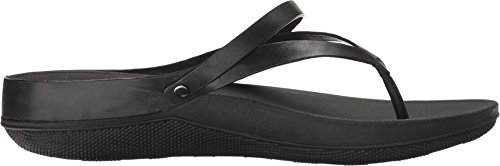 Image of FitFlop Womens Flip Leather Back-Strap All Black Sandal - 8