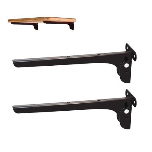Image of Volo Heavy Duty 12-Inch Foldable Shelf Bracket - Folding Table Bracket with Fittings for Steel Tables, (Color: Cherry) (1 Set) (Large)