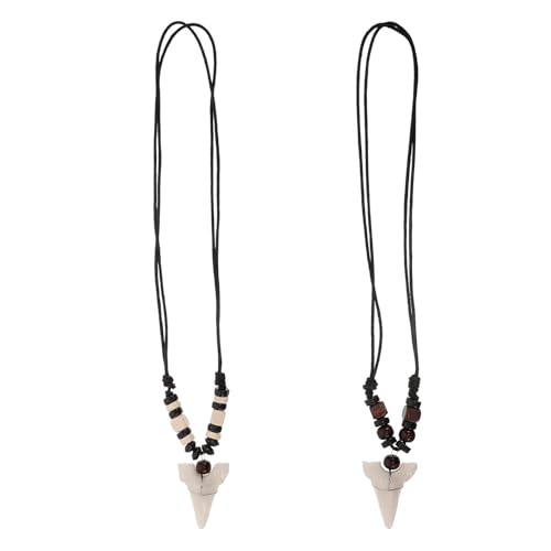 Tofficu 2 Piezas Collar Cuerda Ajustable de Dientes de Estilo Vintage y Diseño Tribal para Fiesta Playa para Hombre y Mujer