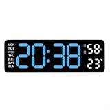 Sveglia digitale con grande display, calendario e temperatura, perfetta per i professionisti che lavorano (luce blu)