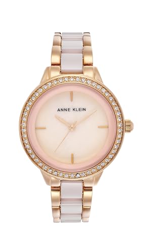 Image of Anne Klein Quartz Analog Mother of Pearl Dial Two Toned Gold & Pink Ceramic Strap Watch for Women - NEAK1418RGLP