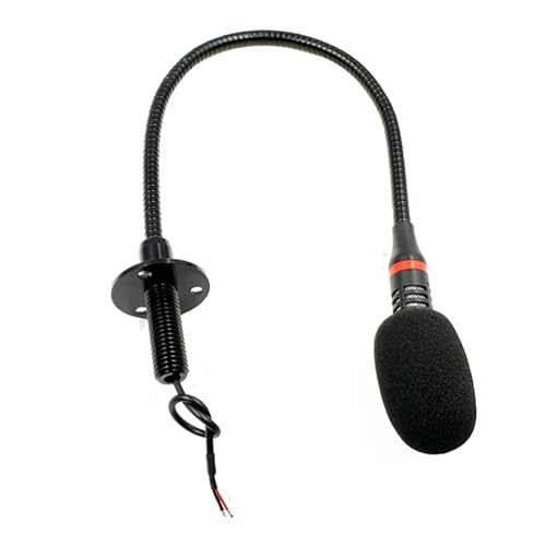 MALSSE Micrófono de cuello de cisne de metal de alta sensibilidad -32 dB ± 3 dB, 2,2 KΩ de impendencia para presentaciones en vivo, anuncio de vehículo, micrófono de cable abierto