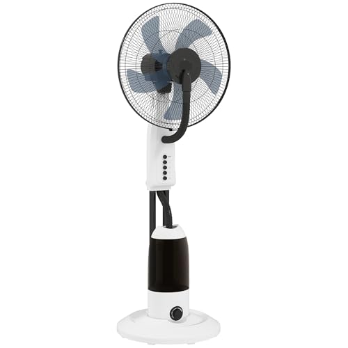 HOMCOM Pedestal Spray Misting Fan, Floor Fan with Water Mist Spray, 70° Oscillation, Tilt Head, 3 Speeds, 2.8L Water Tank, for Home, White