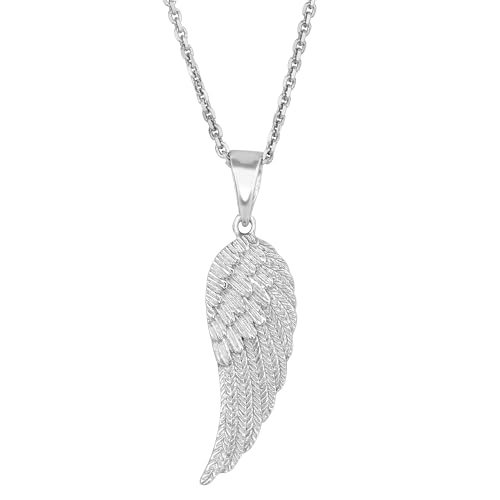 Sterling Silver Angel Wing Pendant Necklace, 18
