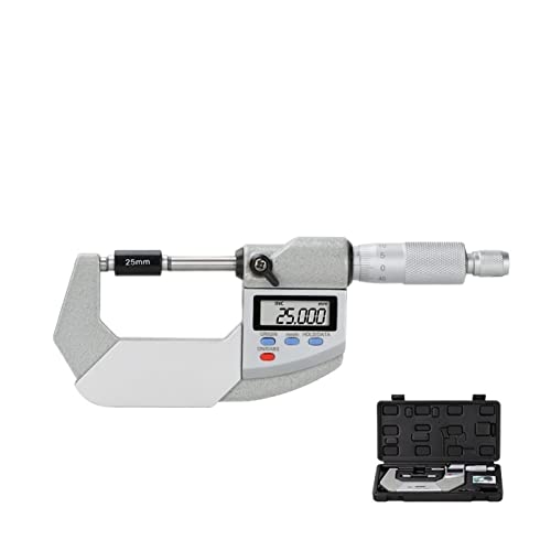 Digital Micrometer, Micrometer IP65 Outside Digital Micrometer 0-25/50/75/100mm 0.001mm Water/Oil Proof Electronic Gauge Measure Caliper Professional Measuring Tools Thickness Gauge(25-50mm)