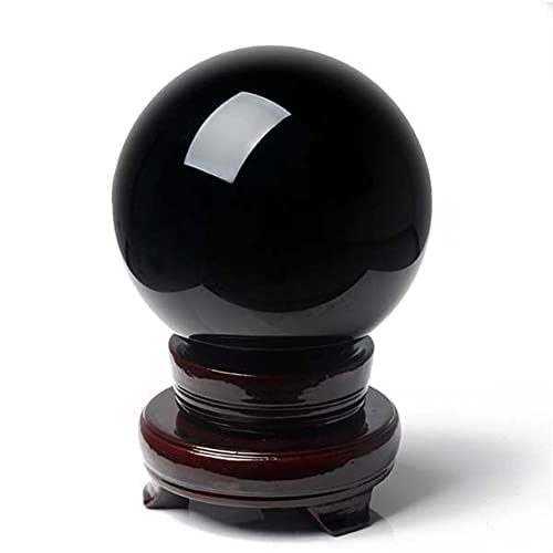 XUQULI Gemme per la Decorazione 1 pz 20mm-100mm Natural Black Obsidian Sphere Grande Pietra di Guarigione della Sfera di Cristallo Aura Chakra Crystal (Size : 20mm)