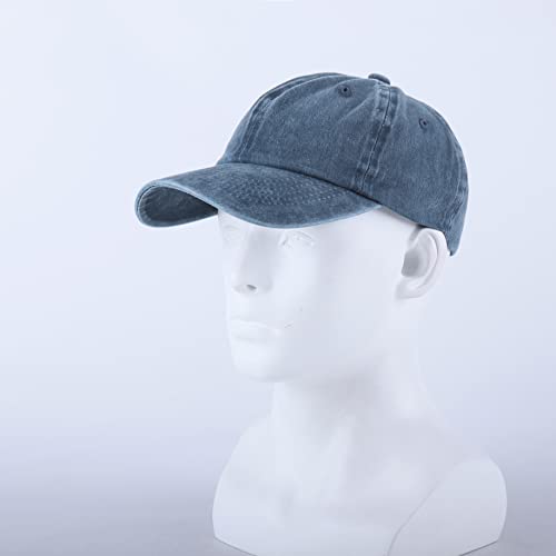 Langzhen Unisex Baseball Cap 100% Cotton Fits Men Women Washed Denim Adjustable Dad Hat(Denim Blue) #TOP3