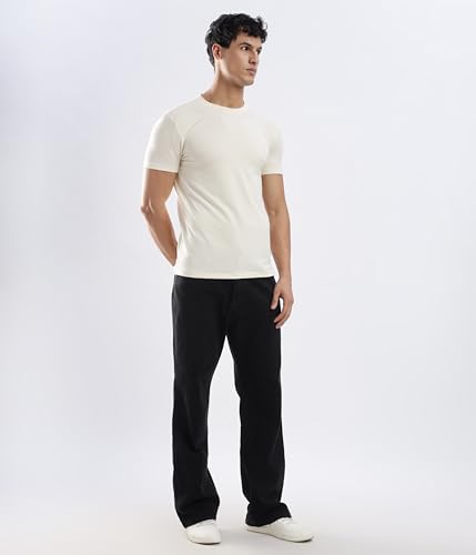 Image of TURMS Men's Casual Solid Round Neck T-Shirt, Odor Control, Stretchable & Breathable, Cotton Rich Fabric, Half Sleeve