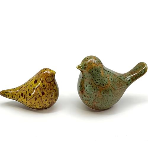 Two-piece set of parent-child bird statues modern home decor with removable storage holes suitable for bedrooms living rooms offices and fireplace mantel decorations. (Kiln color change)