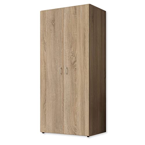 Stella Trading BASE Zeitloser Kleiderschrank in drei verschiedenen Größen - Vielseitiger Drehtürenschrank in Eiche Sonoma Optik - 80 x 177 x 52 cm (B/H/T) Stella Trading BASE Zeitloser Kleiderschrank in drei verschiedenen Größen - Vielseitiger Drehtürenschrank in Eiche Sonoma Optik - 80 x 177 x 52 cm (B/H/T)